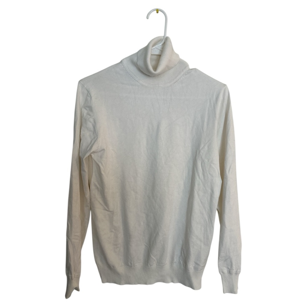 Alcott Classic Ivory Roll Neck Lightweight Knit Pullover Sweater small size